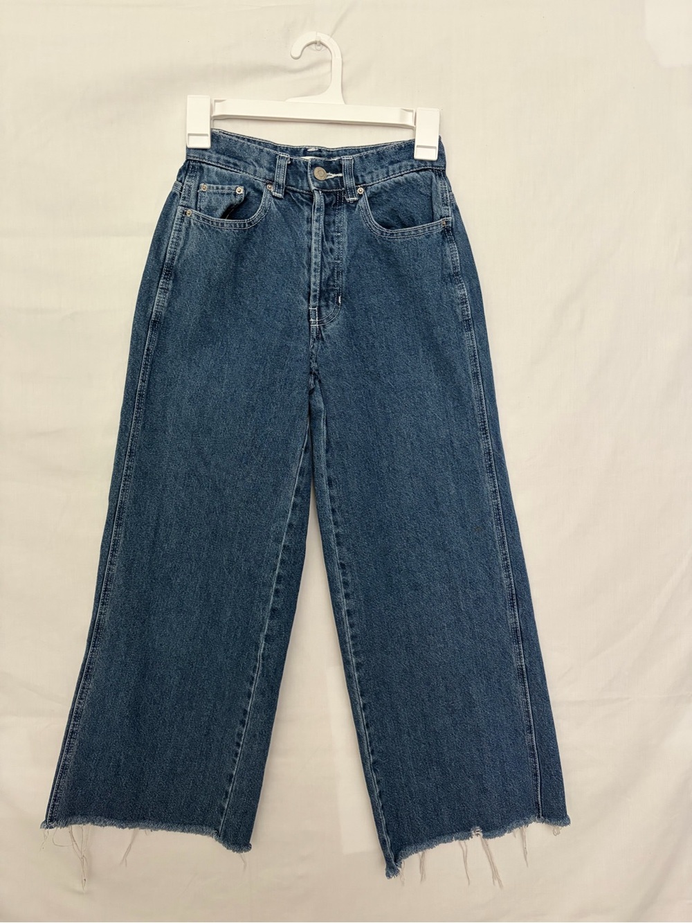 PacSun Womens 23 Baggy Jean High Rise Raw Hem Distressed 100% Cotton(A977)